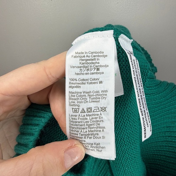 J. Crew Knit for J. Crew Teal Green Cotton Crew Neck Sweater XS - Picture 6 of 8